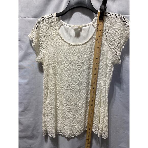 Vintage Brittney Black Medium Off-White Boho Short Sleeve Top, 90's Flare - Picture 2 of 6